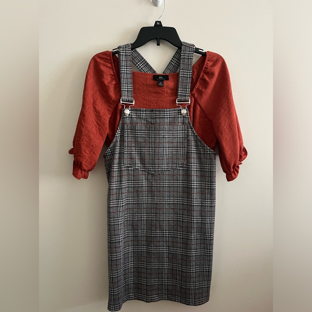 Burnt Orange Overall and Shirt Dress